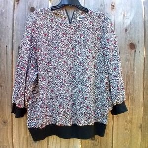 Jo Hanna York By Joan Davis Top Womens Size 18 Floral Long Sleeve Vintage